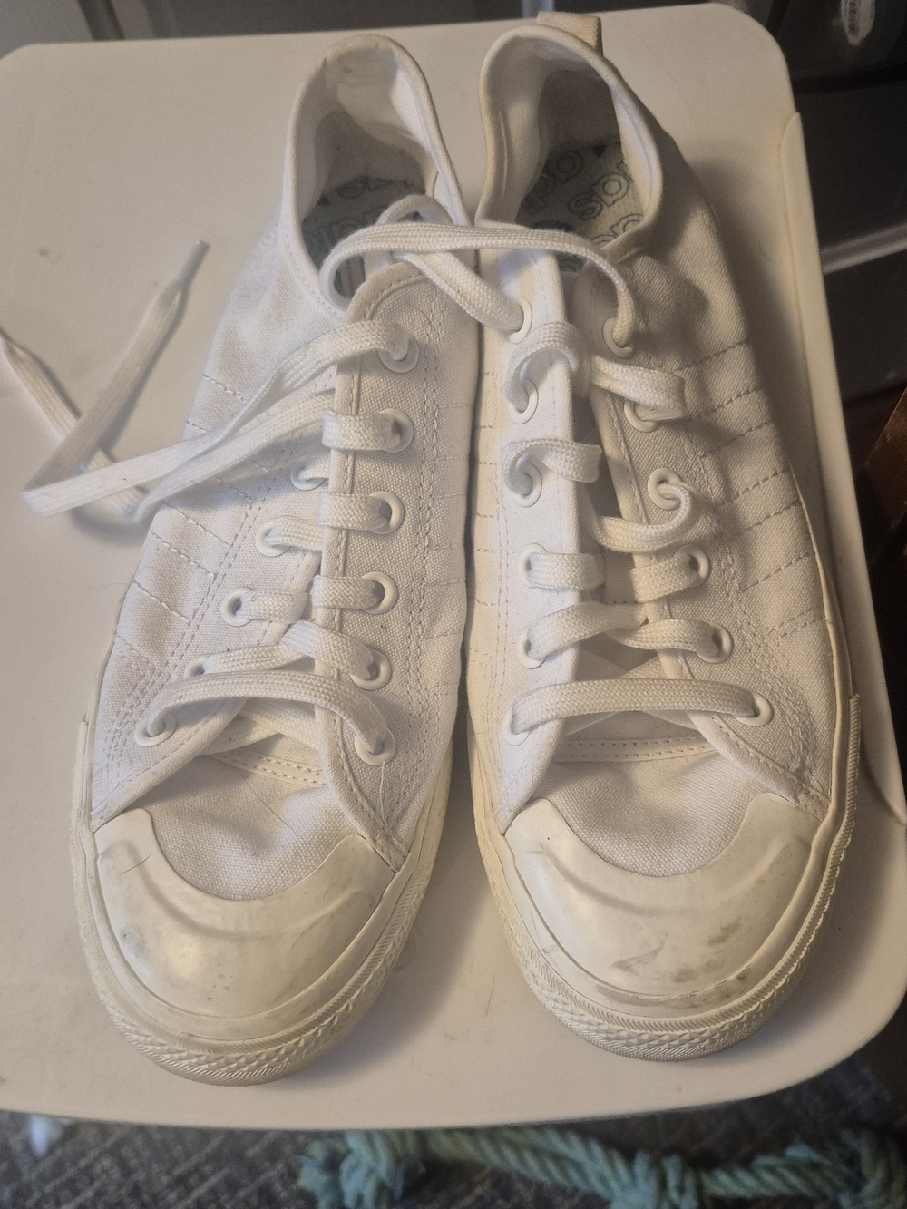 Women's white adidas size ten